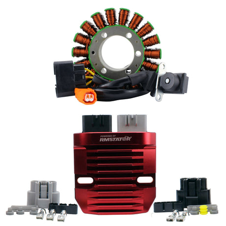 Photo of Kit Stator + RMSTATOR Red Machined Aluminum Mosfet Regulator for Honda TRX 420 Rancher FA 2014-2021 | OEM# 31120-HR3-A61 by RM STATOR - Premium for UTVs / Side by Sides