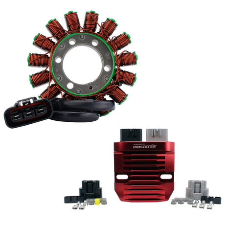 Photo of Kit Generator Stator + RMSTATOR Red Machined Aluminum Mosfet Regulator for Honda CBR 600 RR 2013-2024 | 31120-MJC-D01 by RM STATOR - Premium for UTVs / Side by Sides