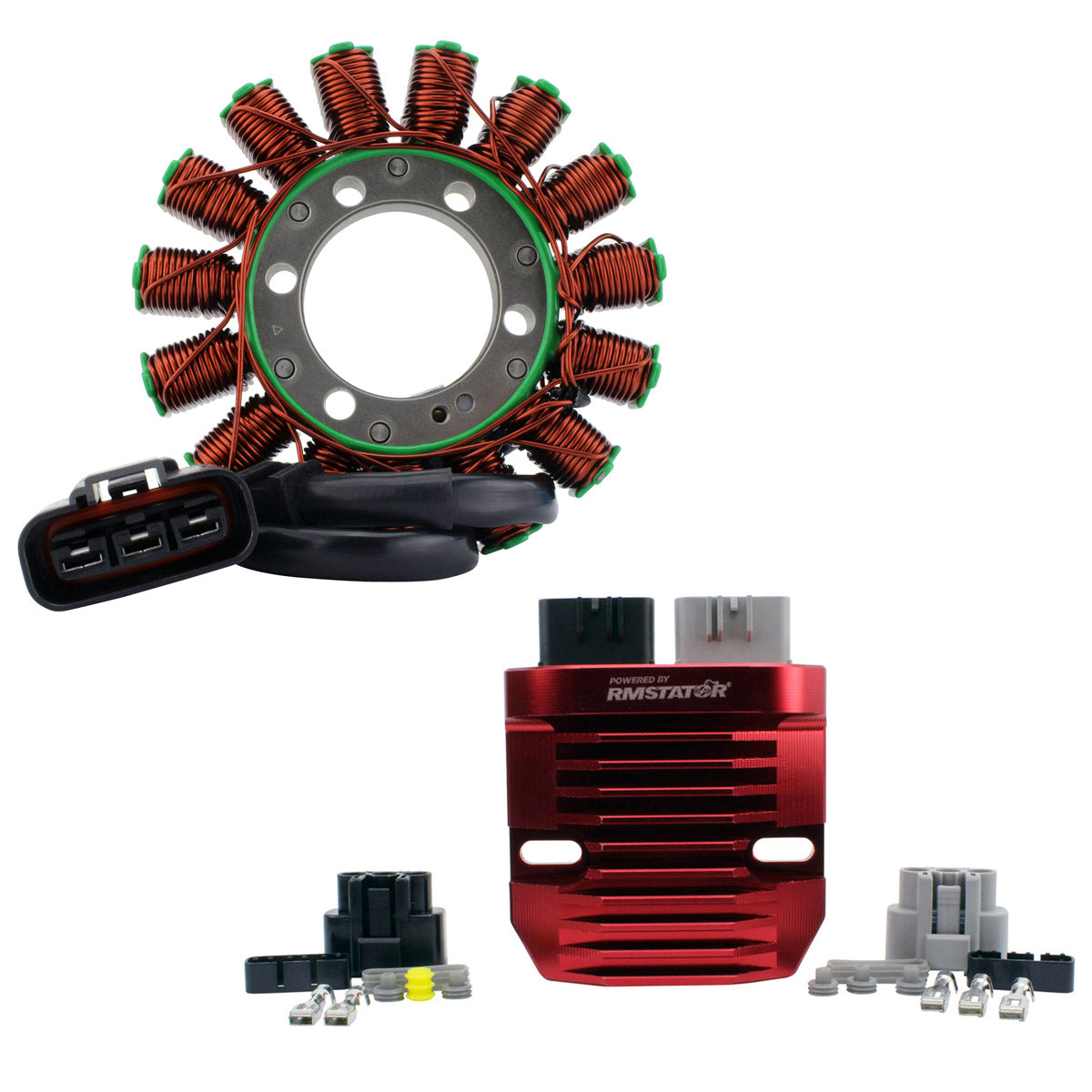Photo of Kit Generator Stator + Red Machined Lithium-Ion Battery Compatible Regulator for Honda CBR600 RR 2013-2025 31600-HR0-F01 by RM STATOR - Premium for UTVs / Side by Sides