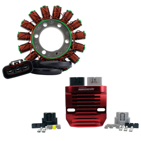 Photo of Kit Generator Stator + Red Machined Lithium-Ion Battery Compatible Regulator for Honda CBR600 RR 2013-2025 31600-HR0-F01 by RM STATOR - Premium for UTVs / Side by Sides