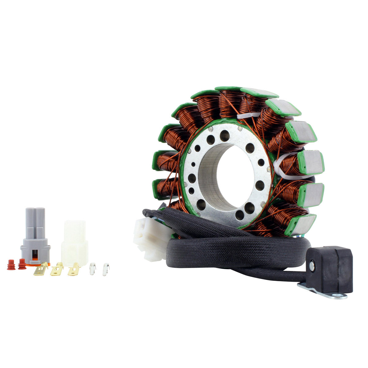Photo of Stator + Aluminum Machined Mosfet Regulator for Triumph Street Triple 675 R 2010-2020 OEM Repl. # T1300039 T1301234 by RM STATOR - Premium for UTVs / Side by Sides