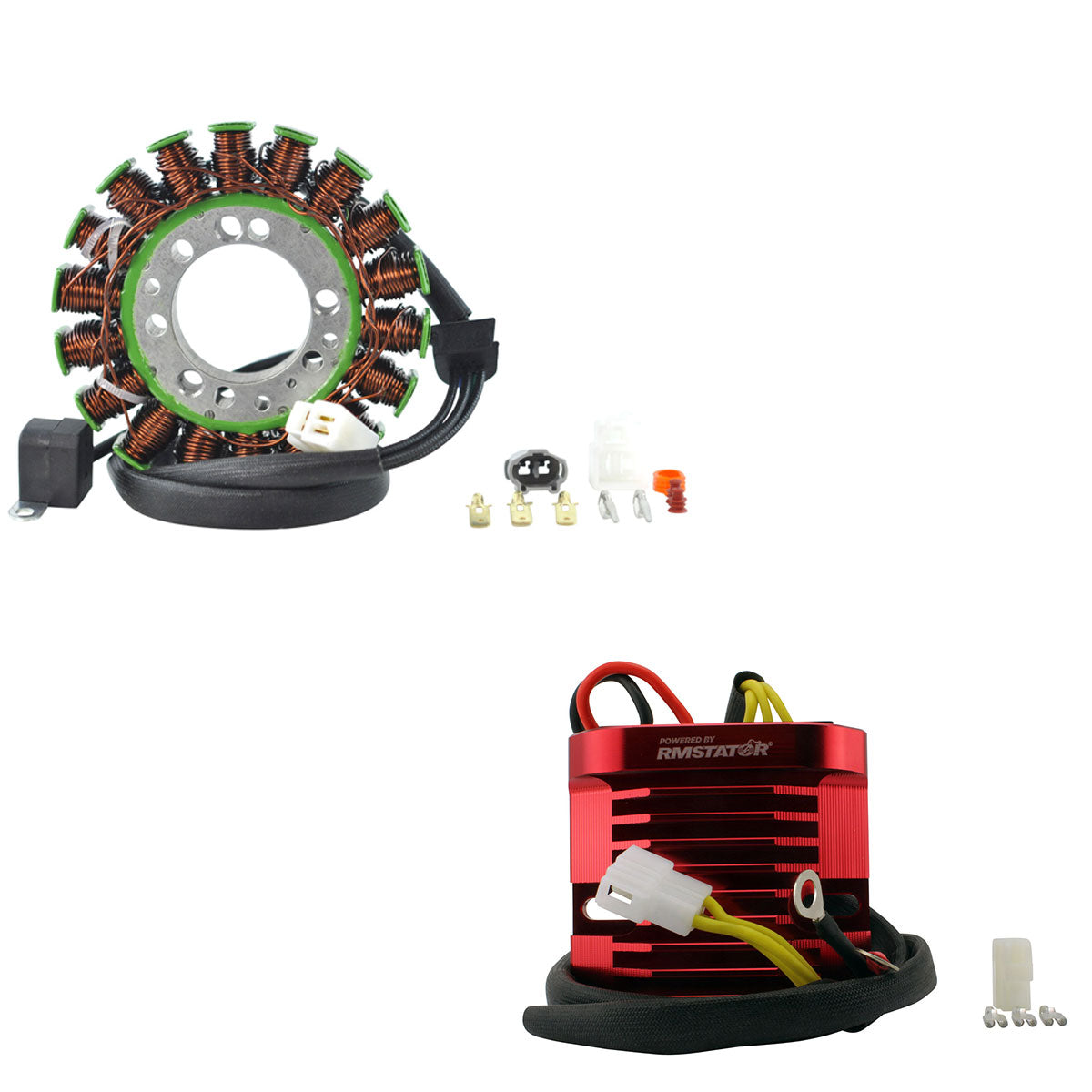 Photo of Stator + Aluminum Machined Mosfet Regulator for Triumph Street Triple 675 R 2010-2020 OEM Repl. # T1300039 T1301234 by RM STATOR - Premium for UTVs / Side by Sides