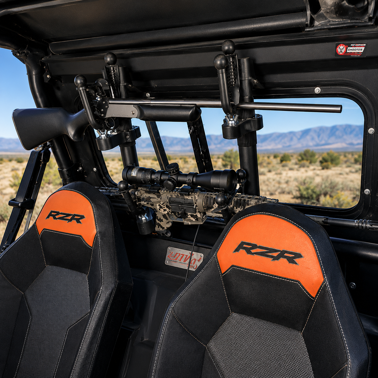 Polaris RZR 1000XP, XP4 & Turbo XP Rear Window Rifle Rack | 2 Place | 2014-2023