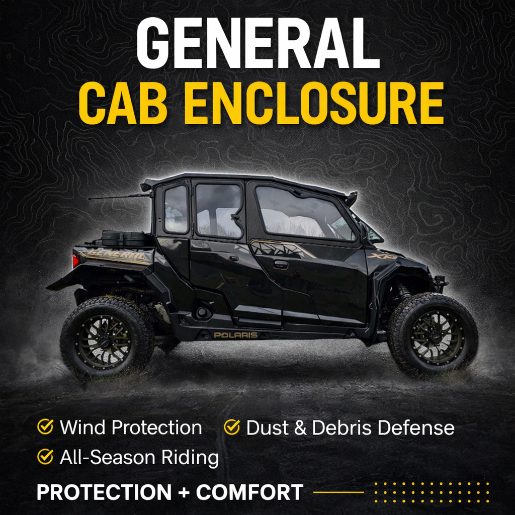 Polaris General 4-Seater Full Cab Enclosure (2017+) | DOT Safety Glass & Aluminum Frame