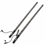Pair of R1 Industries Pro Series RGBW LED light whips on a white background