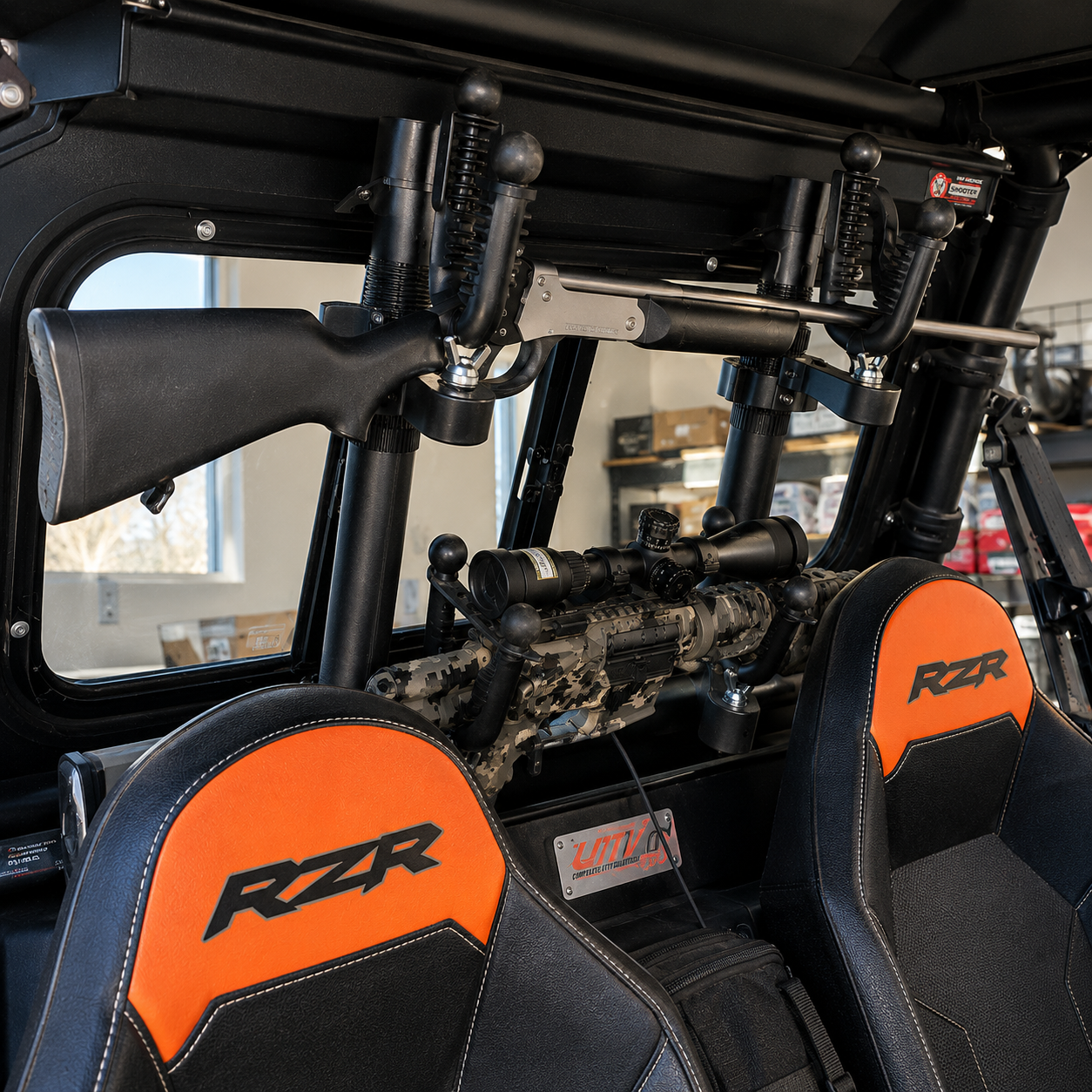 Polaris RZR 1000XP, XP4 & Turbo XP Rear Window Rifle Rack | 2 Place | 2014-2023