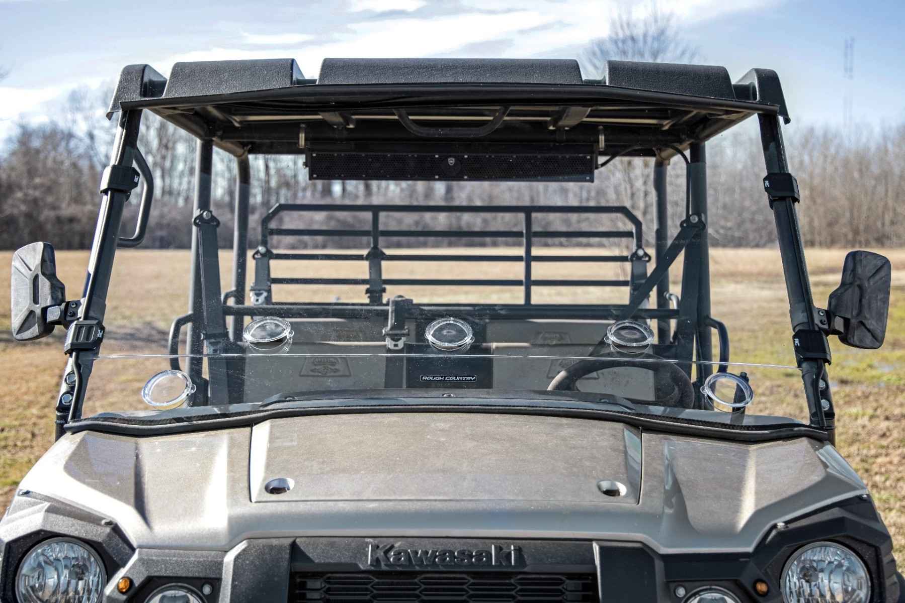 Photo of Rough Country Kawvasaki Mule Scratch Resistant Vented Full Windshield by Rough Country - Premium for UTVs / Side by Sides
