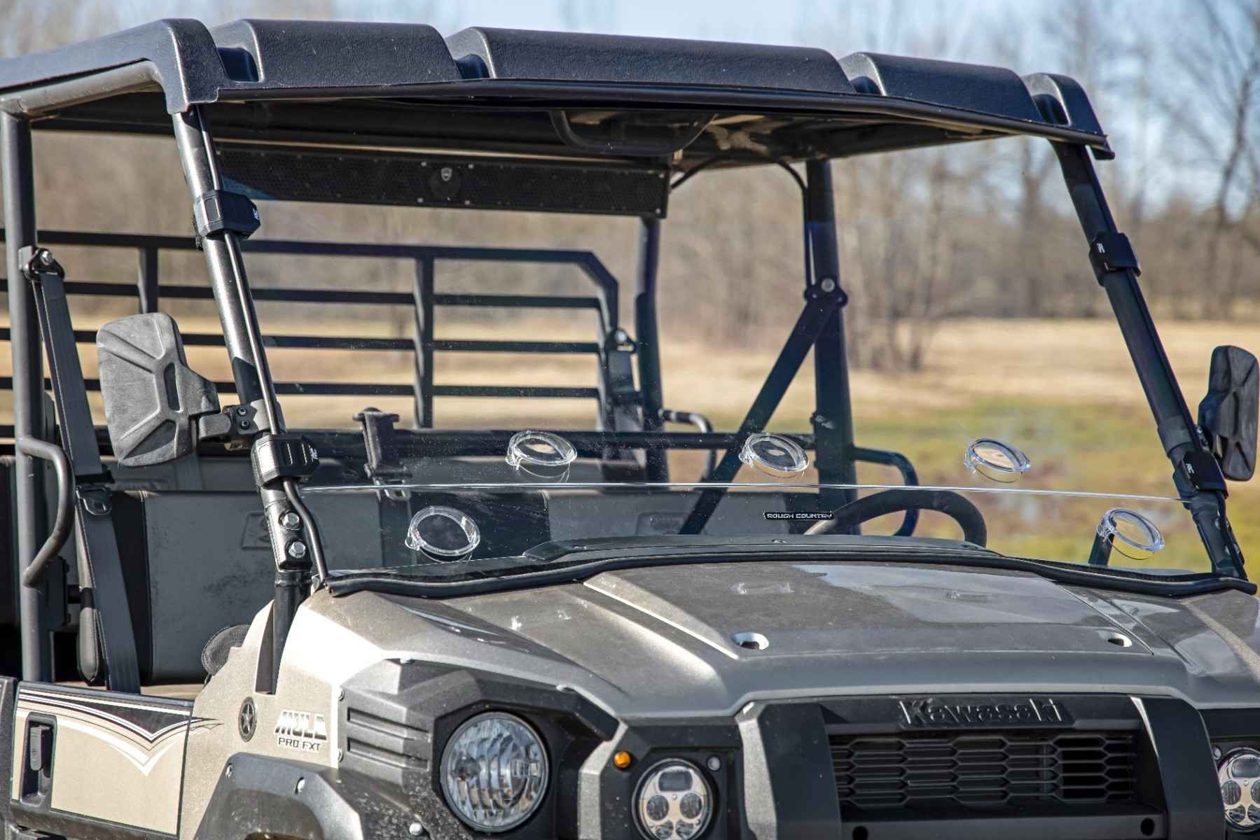 Photo of Rough Country Kawvasaki Mule Scratch Resistant Vented Full Windshield by Rough Country - Premium for UTVs / Side by Sides