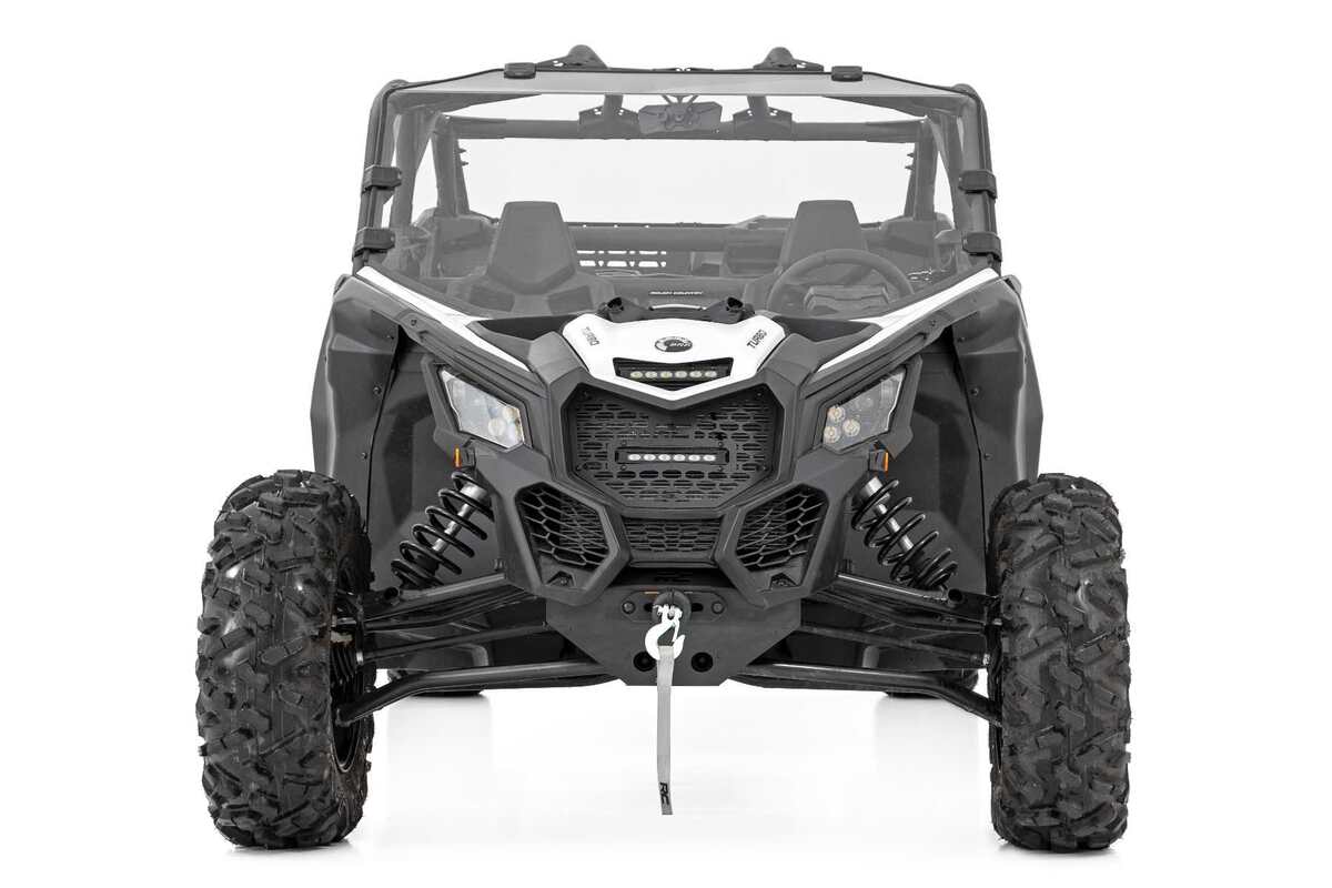 Photo of Rough Country Can-Am Maverick X3 Black Slimline 6" Grille Mount LED Light Kit by Rough Country - Premium for UTVs / Side by Sides
