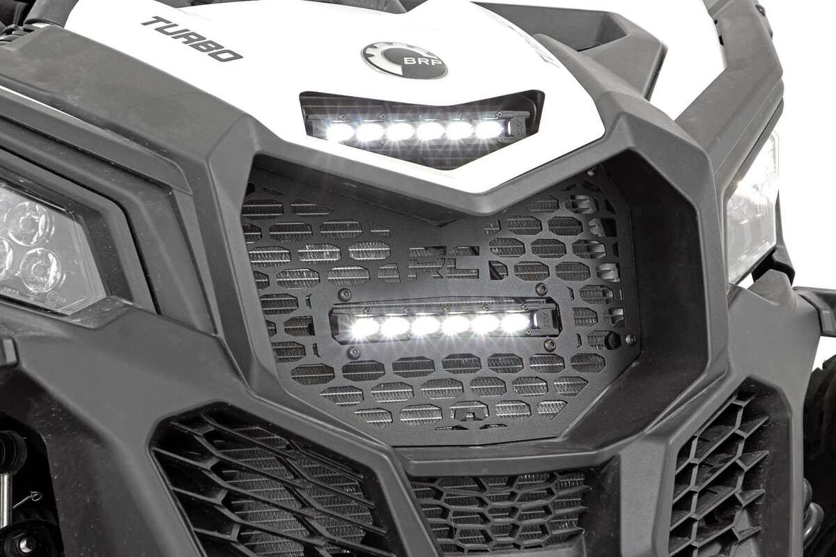Photo of Rough Country Can-Am Maverick X3 Black Slimline 6" Grille Mount LED Light Kit by Rough Country - Premium for UTVs / Side by Sides