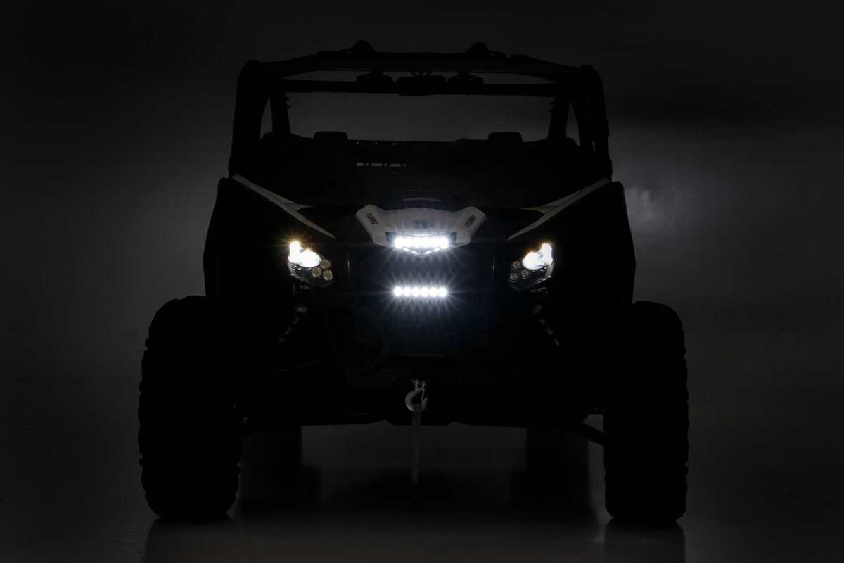 Photo of Rough Country Can-Am Maverick X3 Black Slimline 6" Grille Mount LED Light Kit by Rough Country - Premium for UTVs / Side by Sides