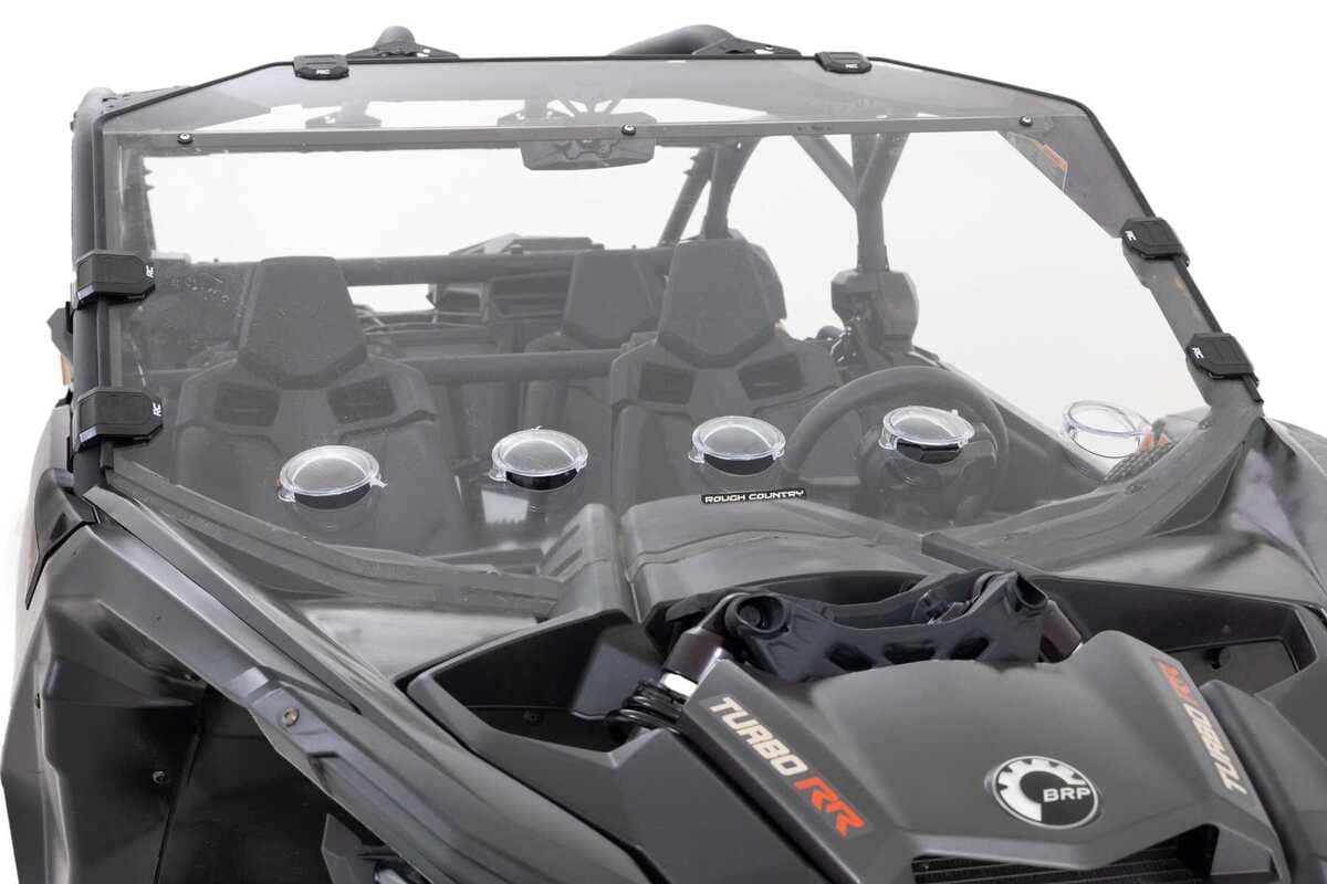 Photo of Rough Country Can-Am Maverick X3 Scratch Resistant Vented Full Windshield by Rough Country - Premium for UTVs / Side by Sides