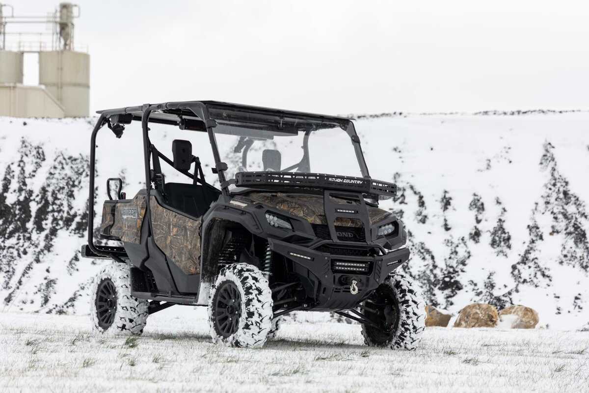 Photo of Rough Country Honda Pioneer Front Cargo Rack with Black Series 6" Slimline LED Light Bar by Rough Country - Premium for UTVs / Side by Sides