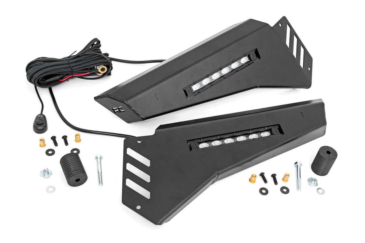 Photo of Rough Country Polaris Ranger 1000 6" Black Slimline LED Pair Bumper Wings by Rough Country - Premium for UTVs / Side by Sides