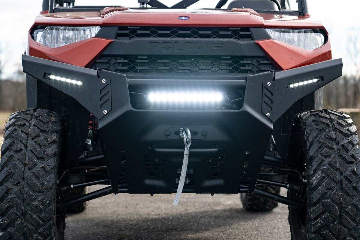 Photo of Rough Country Polaris Ranger 1000 6" Black Slimline LED Pair Bumper Wings by Rough Country - Premium for UTVs / Side by Sides
