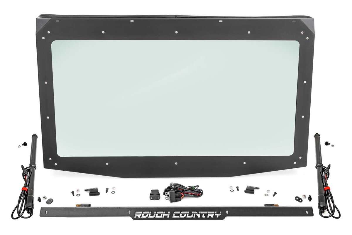 Photo of Rough Country Polaris Ranger 1000/ XP 1000 Electric Tilt Glass Windshield by Rough Country - Premium for UTVs / Side by Sides