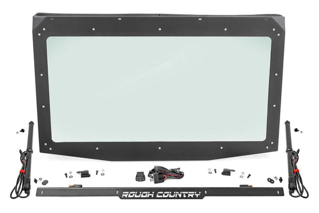 Photo of Rough Country Polaris Ranger 1000/ XP 1000 Electric Tilt Glass Windshield by Rough Country - Premium for UTVs / Side by Sides