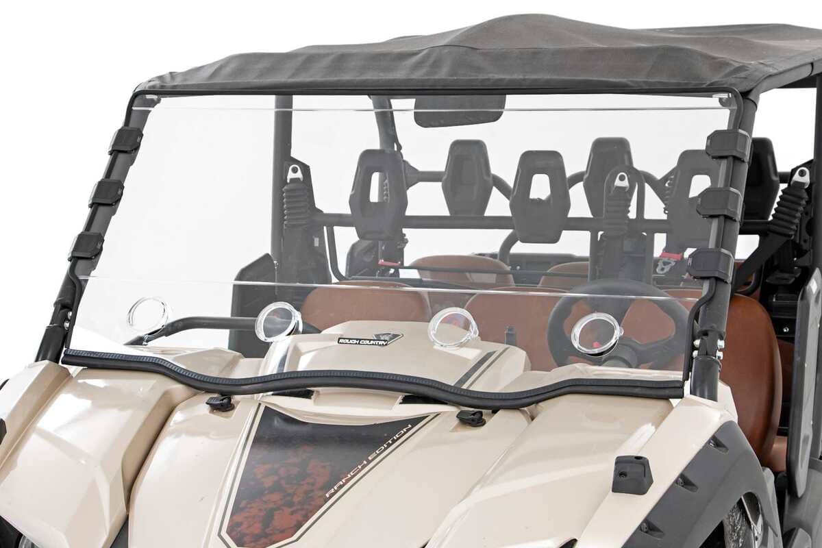Photo of Rough Country Yamaha Viking EPS Scratch Resistant Vented Full Windshield by Rough Country - Premium for UTVs / Side by Sides