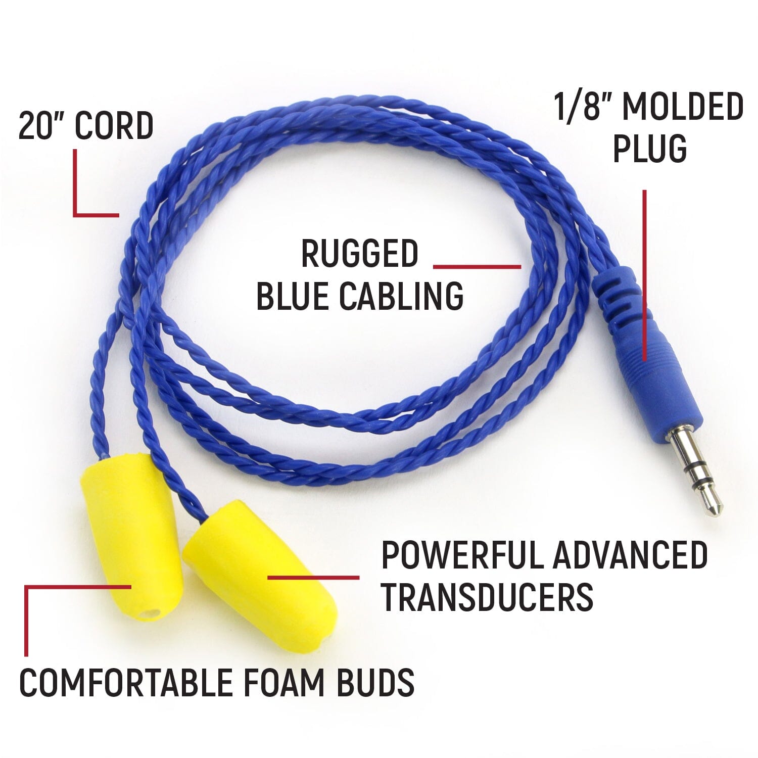 Photo of AlphaBud Foam Earbud Speakers - Mono and Stereo by Rugged Radios - Premium for UTVs / Side by Sides