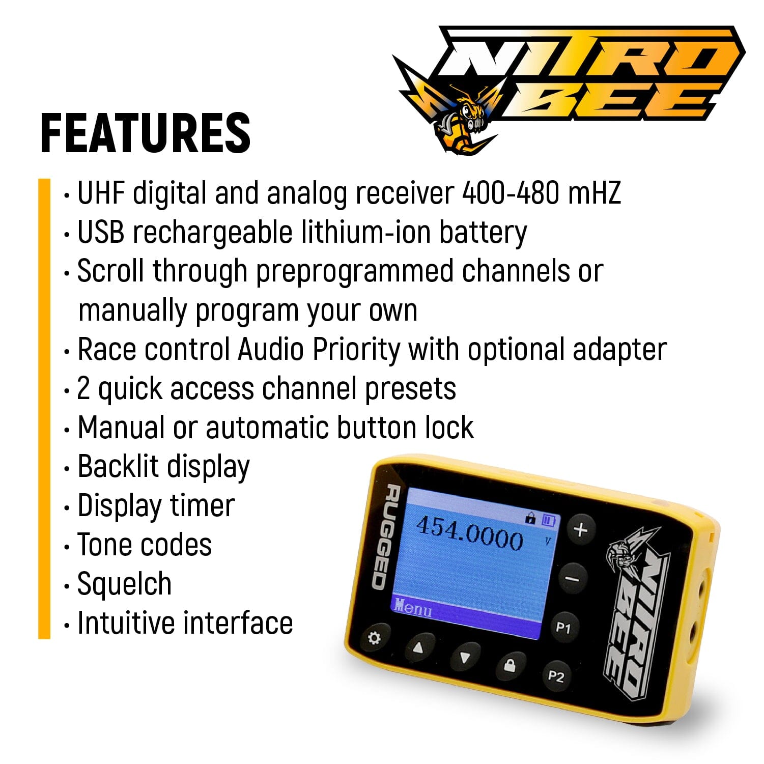 Photo of BUNDLE - H80 Track Talk Linkable Intercom Headset with NITRO BEE XTREME UHF Race Receiver and Carry Bag by Rugged Radios - Premium for UTVs / Side by Sides