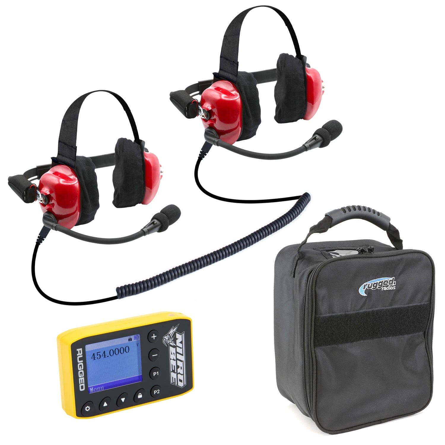 Photo of BUNDLE - H80 Track Talk Linkable Intercom Headset with NITRO BEE XTREME UHF Race Receiver and Carry Bag by Rugged Radios - Premium for UTVs / Side by Sides