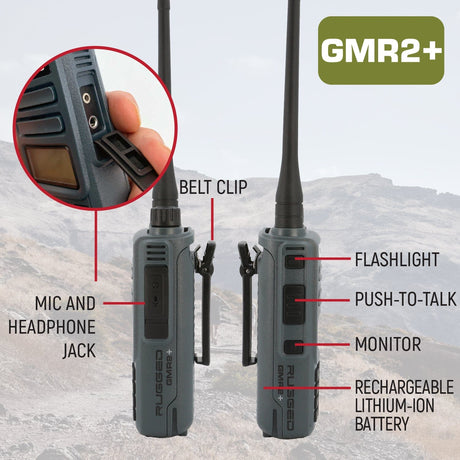 Photo of Rugged GMR2 PLUS - GMRS and FRS Two Way Handheld Radio with Hand Mic by Rugged Radios - Premium for UTVs / Side by Sides