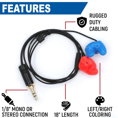 Photo of Challenger Semi-Custom Molded Ear Bud Speakers with 1/8" Plug by Rugged Radios - Premium for UTVs / Side by Sides