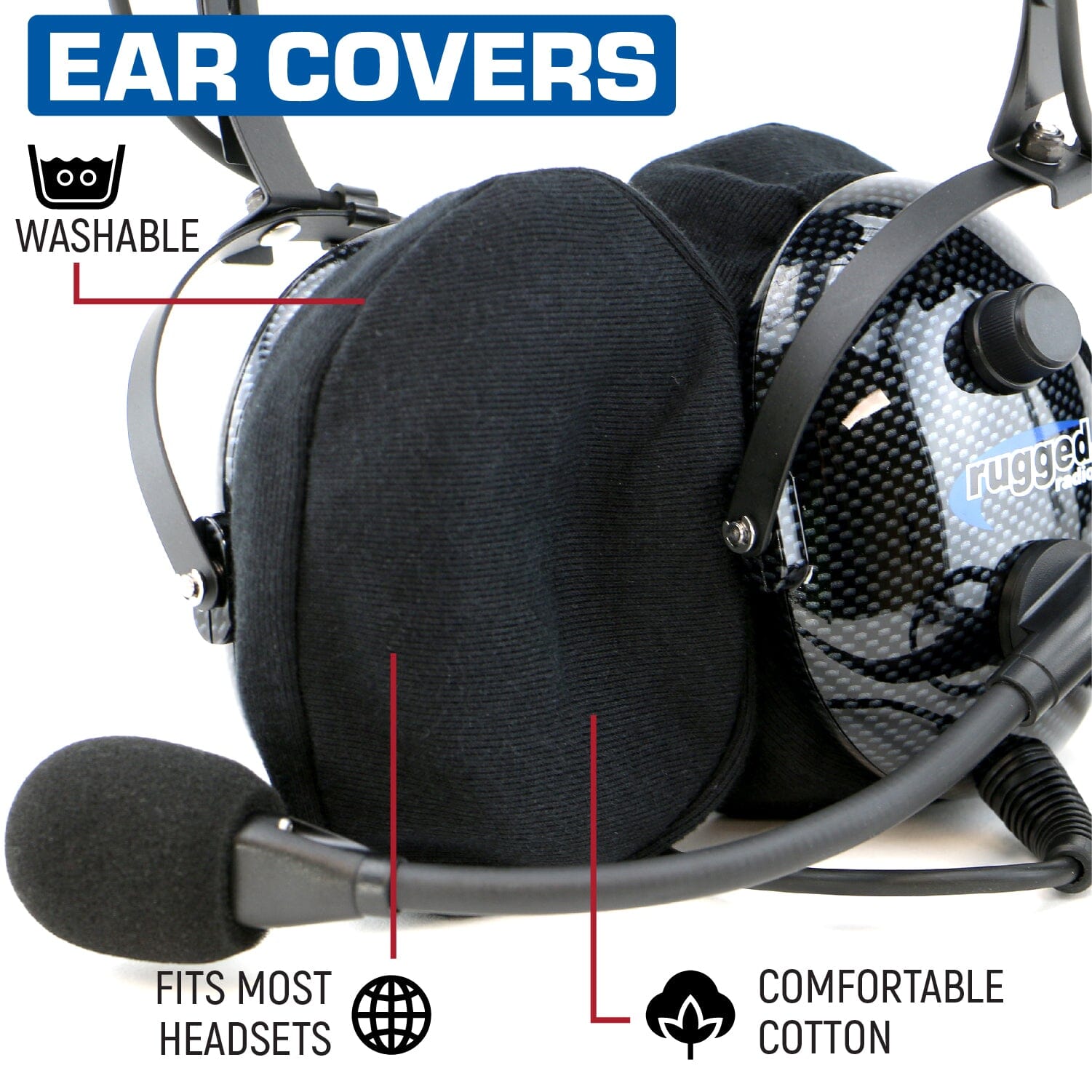 Photo of Cloth Ear Covers for Headsets by Rugged Radios - Premium for UTVs / Side by Sides