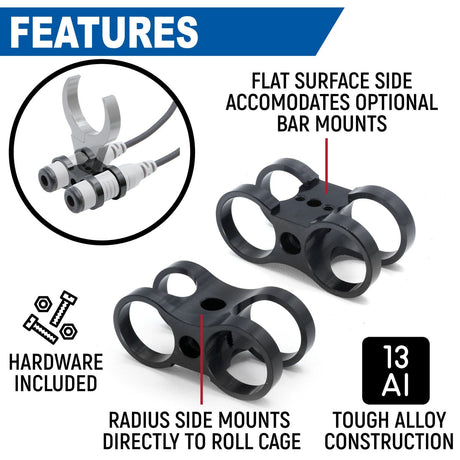 Photo of Dual Headset or Helmet Jack - Bar Mount by Rugged Radios - Premium for UTVs / Side by Sides