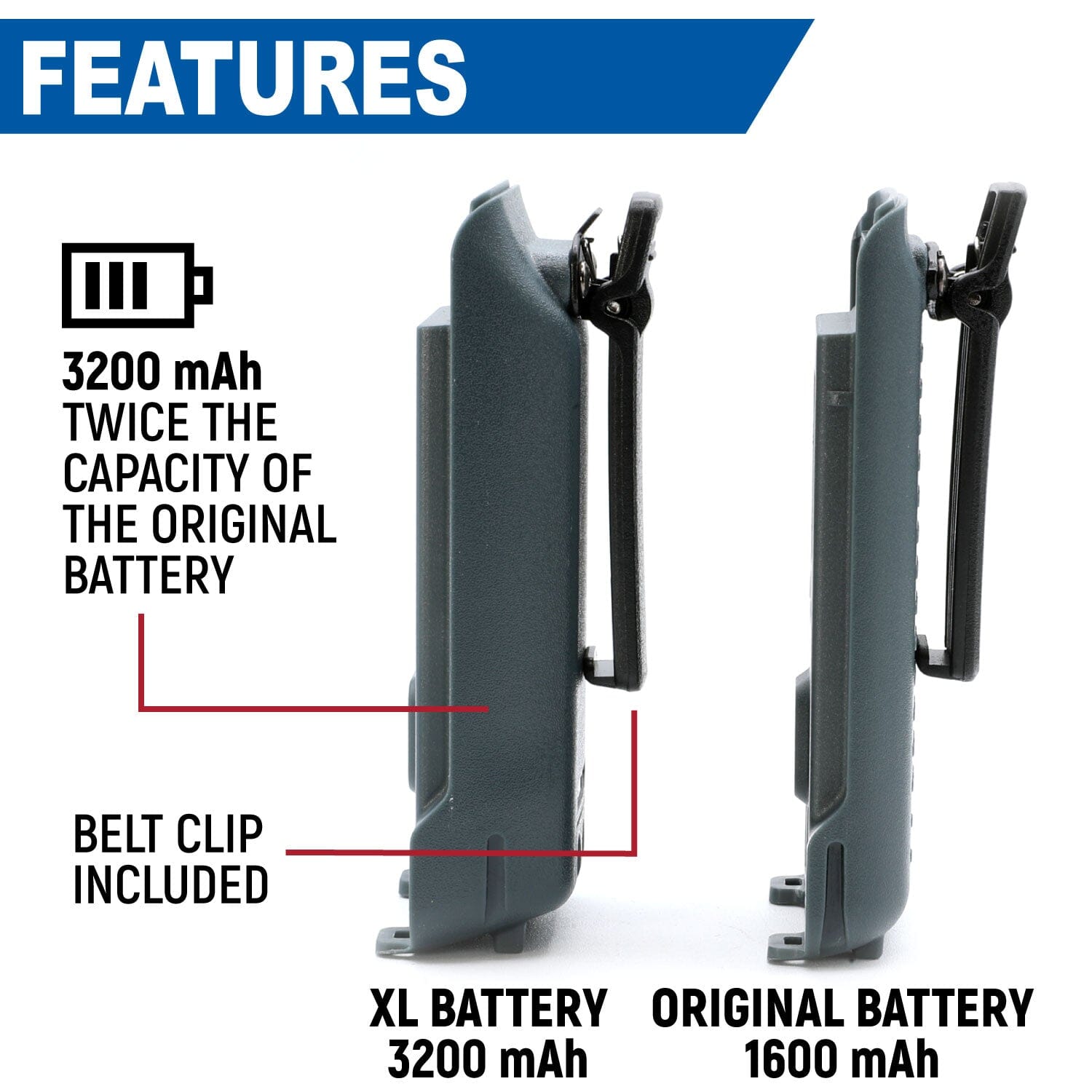 Photo of GMR2 and GMR2 PLUS Handheld Long-Lasting XL Battery by Rugged Radios - Premium for UTVs / Side by Sides