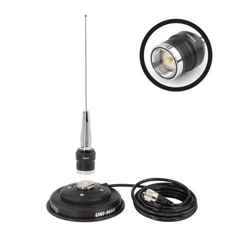 Photo of GMRS / UHF No Ground Plane (NGP) Whip Antenna Kit with Magnetic Mount by Rugged Radios - Premium for UTVs / Side by Sides