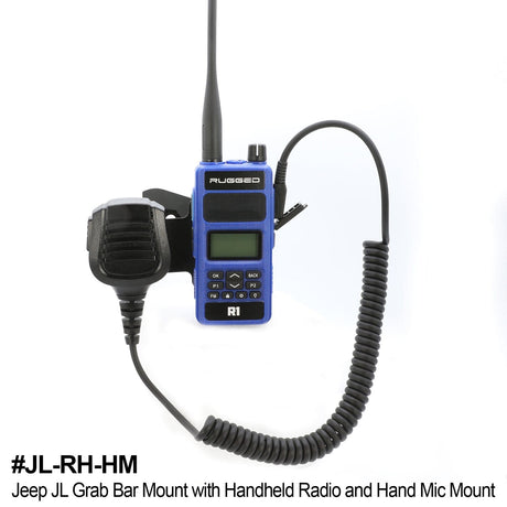 Photo of Handheld Radio Grab Bar Mount for Jeep JK JKU and JL - Fits R1 / V3 / GMR2 / GMR2 PLUS / RH-5R radios by Rugged Radios - Premium for UTVs / Side by Sides
