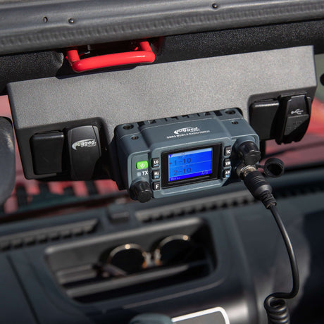 Photo of Jeep JK Upper Windshield Radio Mount GMR25 and ABM25 by Rugged Radios - Premium for UTVs / Side by Sides