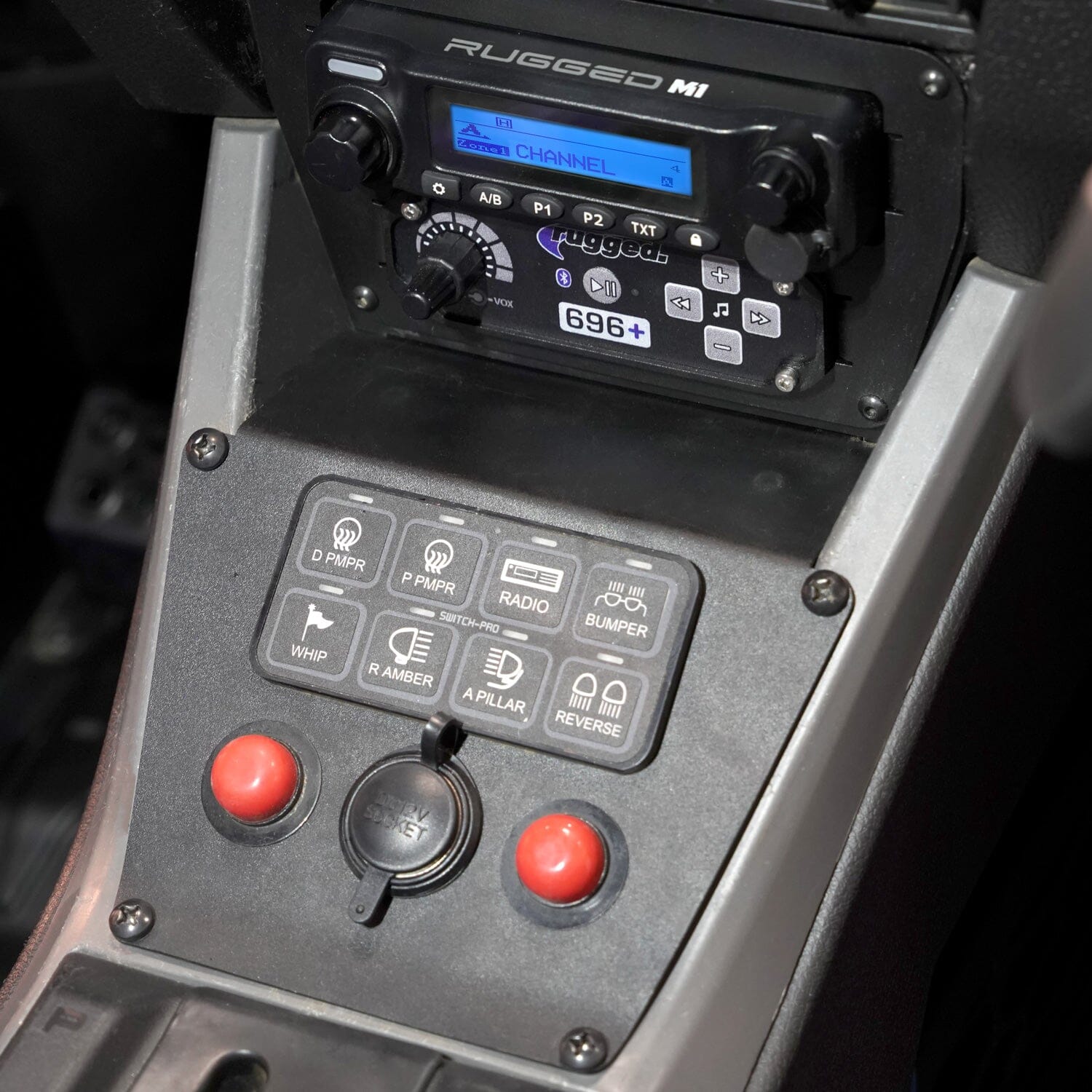 Photo of Lower Accessory Panel for Polaris RZR PRO XP, RZR Turbo R, and RZR PRO R Dash Mount Radio and Intercom by Rugged Radios - Premium for UTVs / Side by Sides
