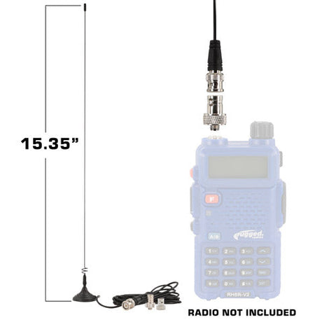 Photo of Magnetic Mount Dual Band Antenna for Rugged Handheld Radios R1, RDH-X, V3, RDH-16, RH-5R by Rugged Radios - Premium for UTVs / Side by Sides