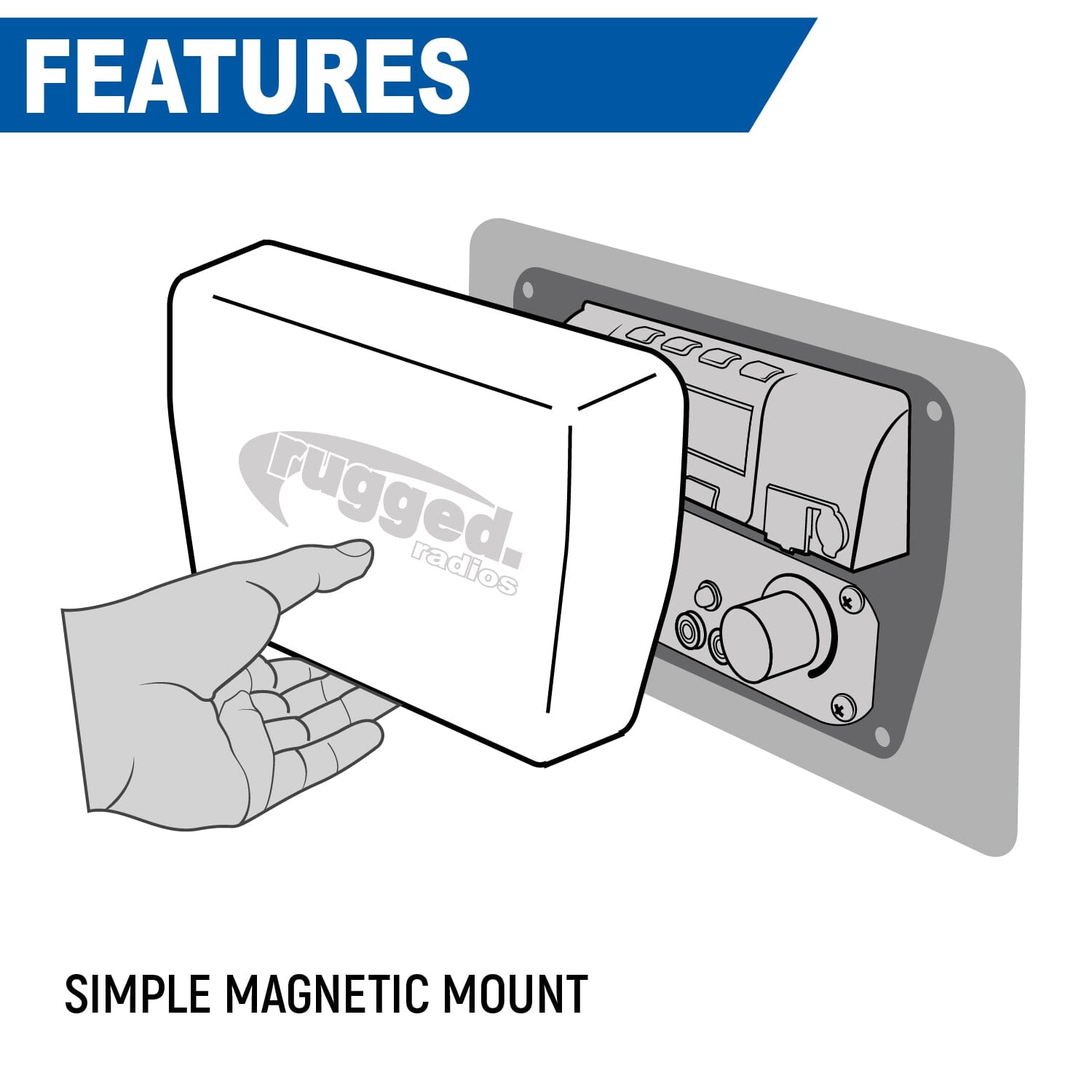 Photo of Magnetic Radio & Intercom Cover for Rugged Radios Multi Mount Insert by Rugged Radios - Premium for UTVs / Side by Sides