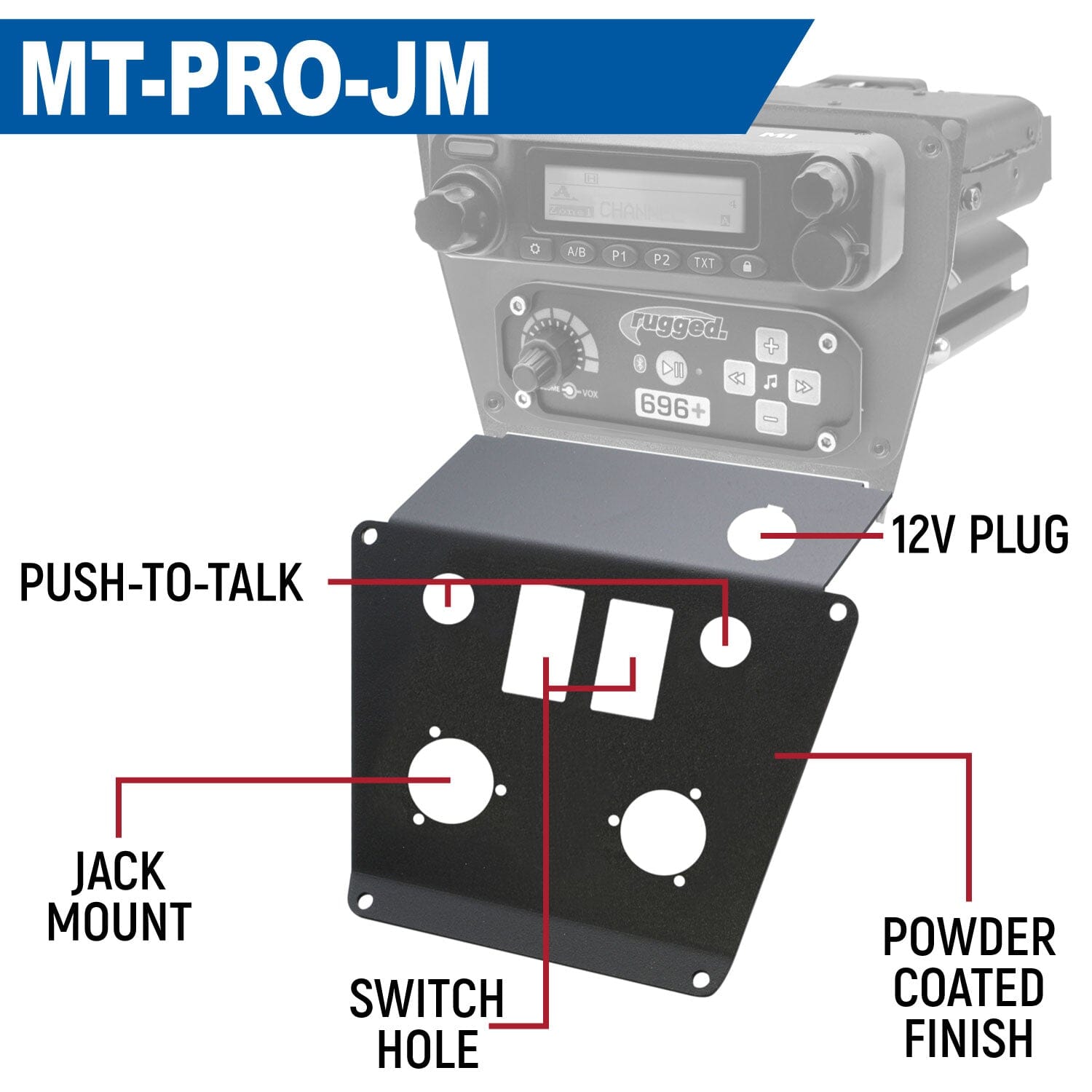 Photo of Lower Accessory Panel for Polaris RZR PRO XP, RZR Turbo R, and RZR PRO R Dash Mount Radio and Intercom by Rugged Radios - Premium for UTVs / Side by Sides