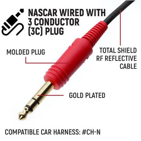 Photo of 3C NASCAR Wired Coil Cord Helmet Kit with Mic and 3.5mm Jack by Rugged Radios - Premium for UTVs / Side by Sides