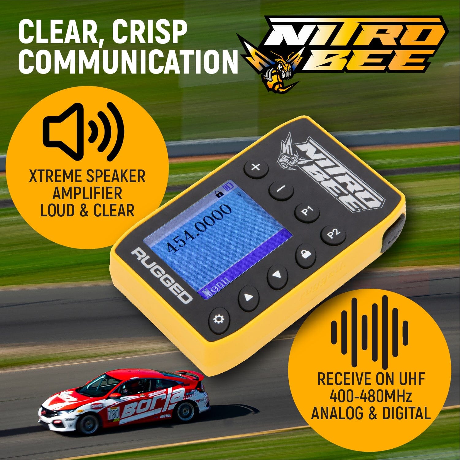 Photo of Rugged Radios Nitro Bee Xtreme UHF Race Receiver by Rugged Radios - Premium for UTVs / Side by Sides