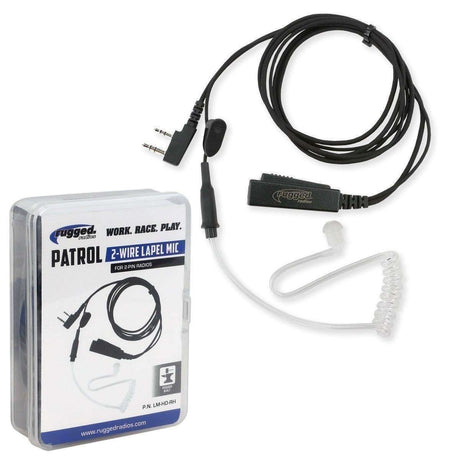 Photo of Lapel Mic - 2 Wire with Acoustic Tube for Handheld Radios by Rugged Radios - Premium for UTVs / Side by Sides