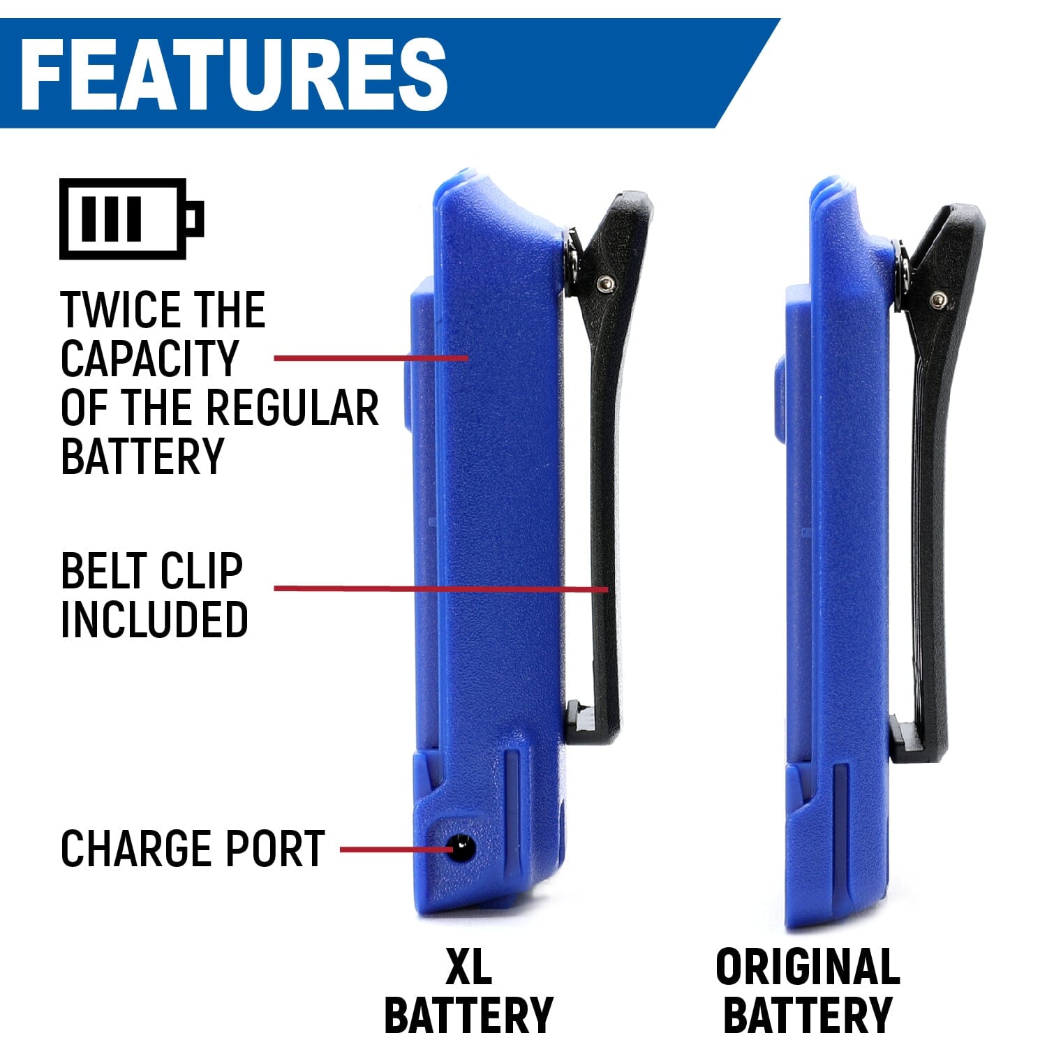 Photo of XL Battery for R1 Handheld Radio by Rugged Radios - Premium for UTVs / Side by Sides