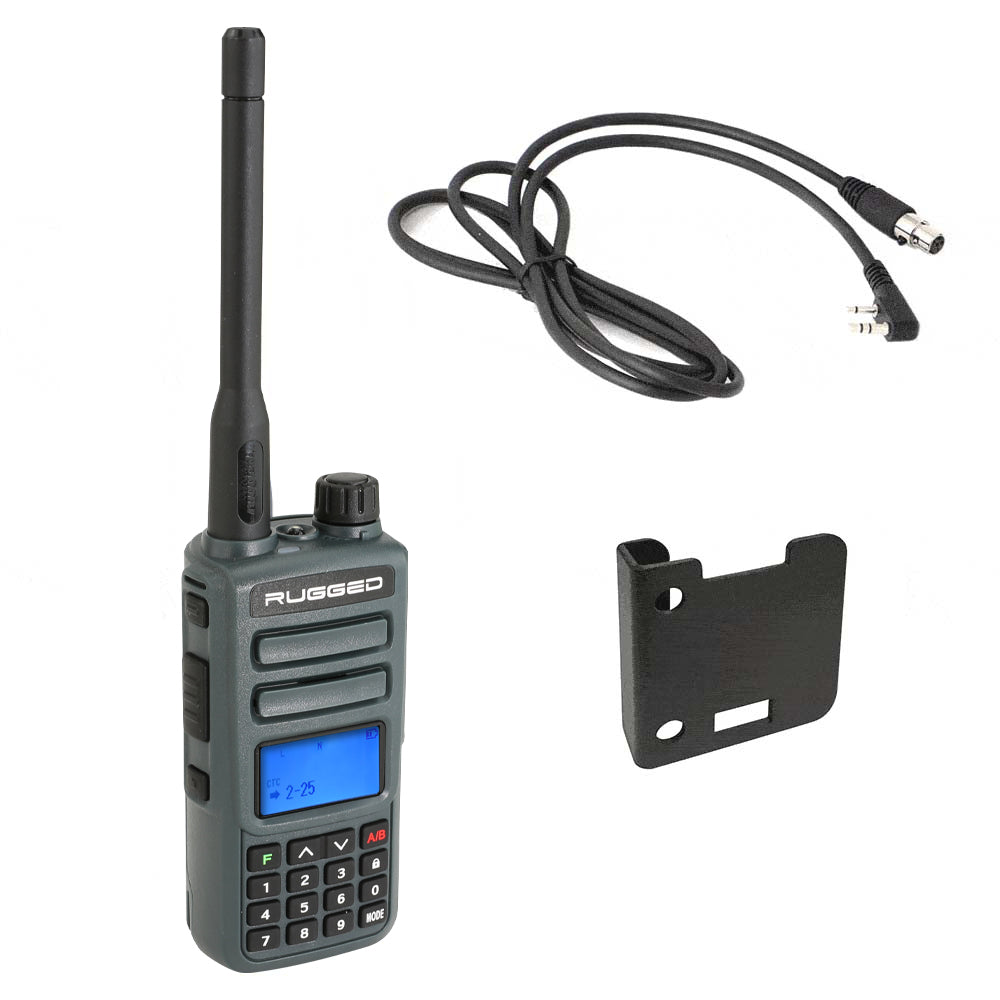 Photo of Rugged GMR2 PLUS - GMRS and FRS Two Way Handheld Radio with Mount and Intercom Cable by Rugged Radios - Premium for UTVs / Side by Sides