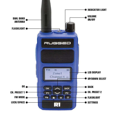 Photo of RADIO KIT - Rugged R1 - Business Band Two Way Handheld Radio to Intercom by Rugged Radios - Premium for UTVs / Side by Sides