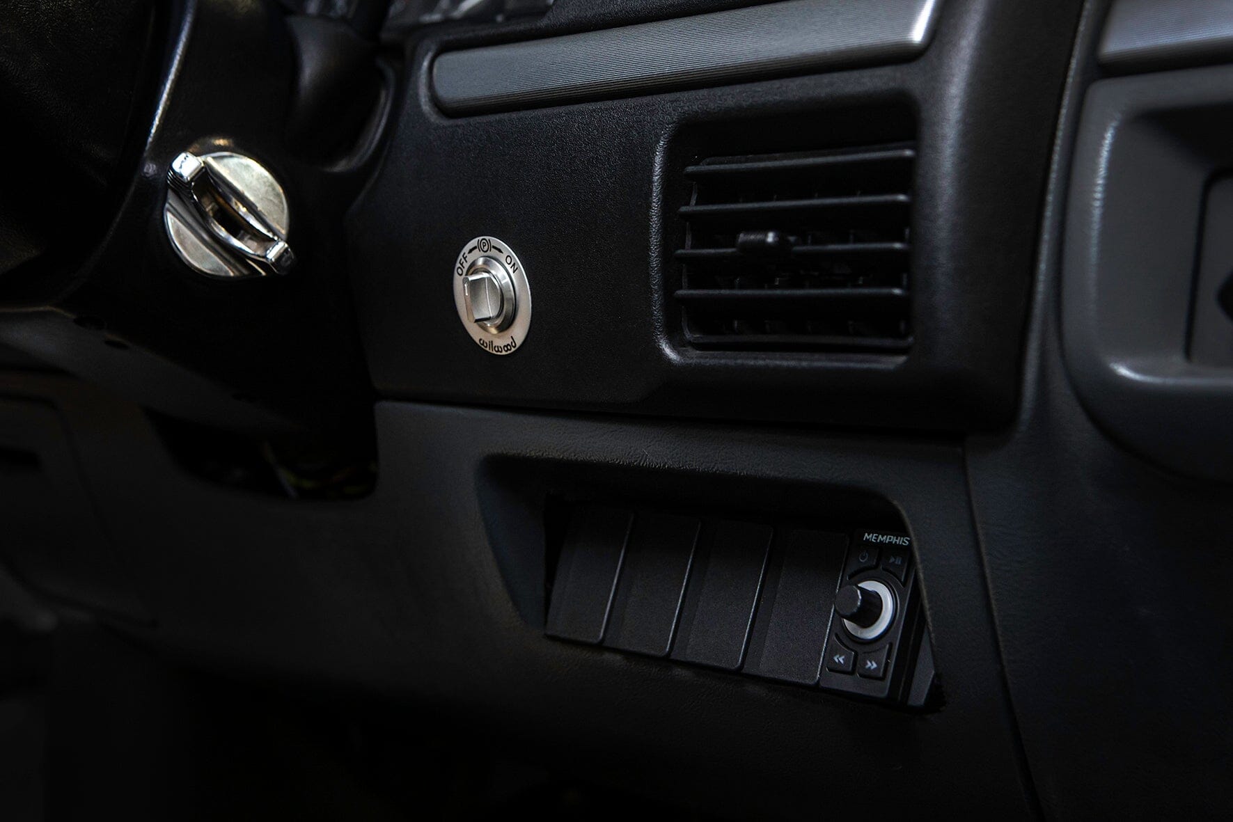 Photo of Rocker Switch Panel for OBS Ford Bronco, F150, and F250 Lower Dash by Rugged Radios - Premium for UTVs / Side by Sides