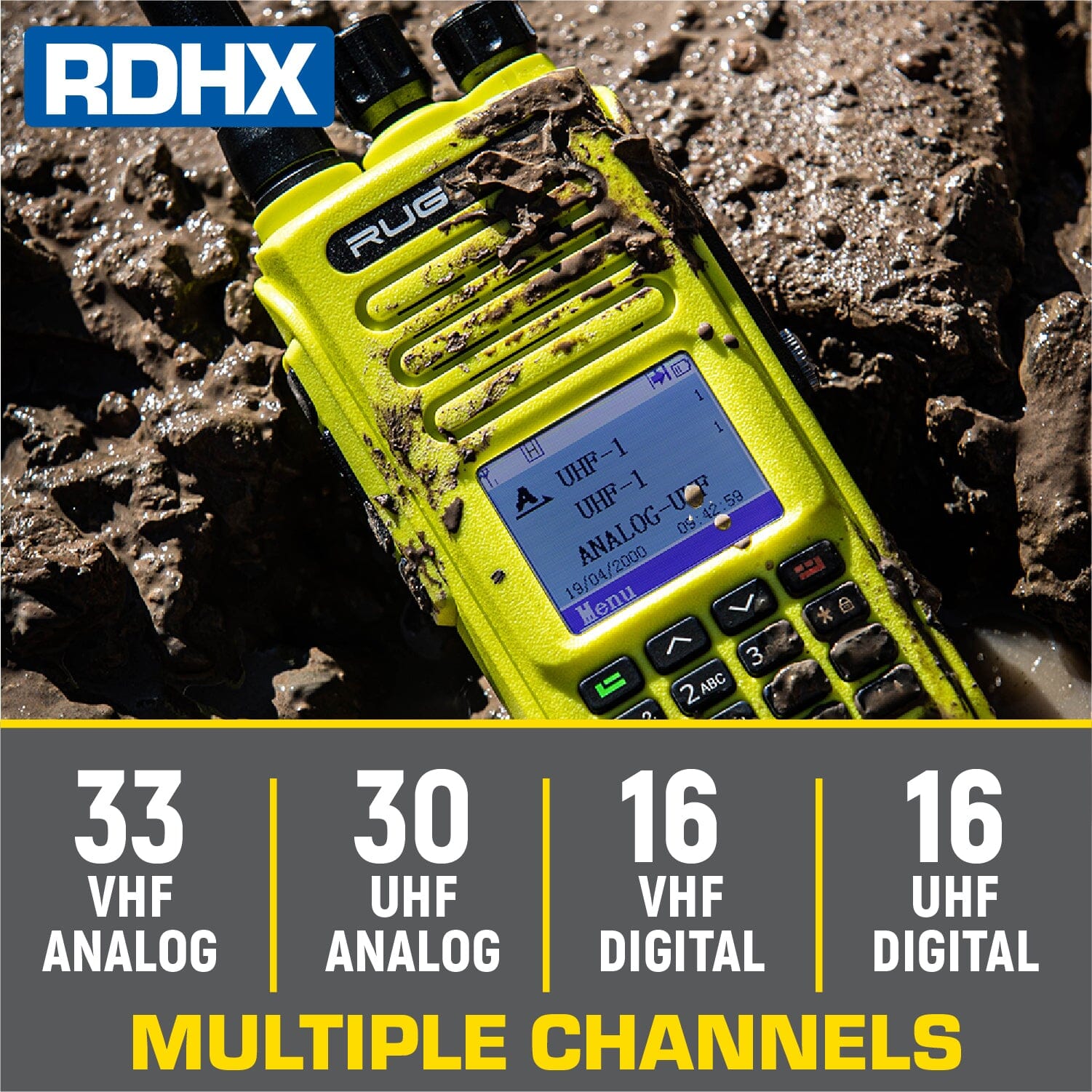 Photo of WATERPROOF - Rugged RDH-X - Business Band Two Way Handheld Radio - Digital and Analog by Rugged Radios - Premium for UTVs / Side by Sides