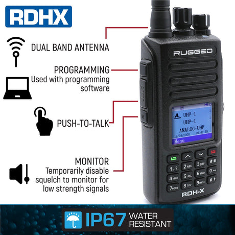Photo of WATERPROOF - Rugged RDH-X - Business Band Two Way Handheld Radio - Digital and Analog by Rugged Radios - Premium for UTVs / Side by Sides