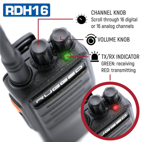 Photo of Rugged RDH16 - Business Band Two Way Handheld Radio - Digital and Analog by Rugged Radios - Premium for UTVs / Side by Sides