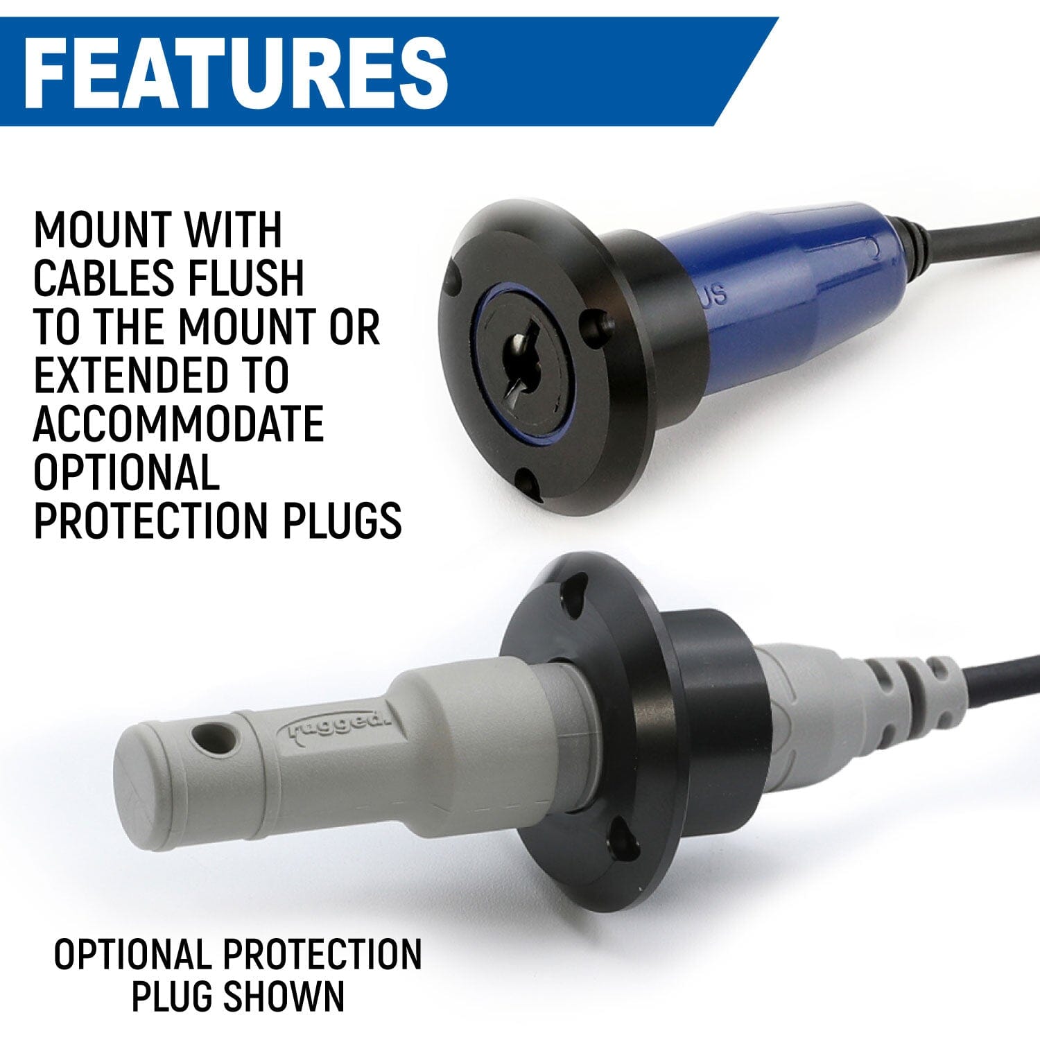 Photo of Single Headset / Helmet Jack Flush Mount by Rugged Radios - Premium for UTVs / Side by Sides