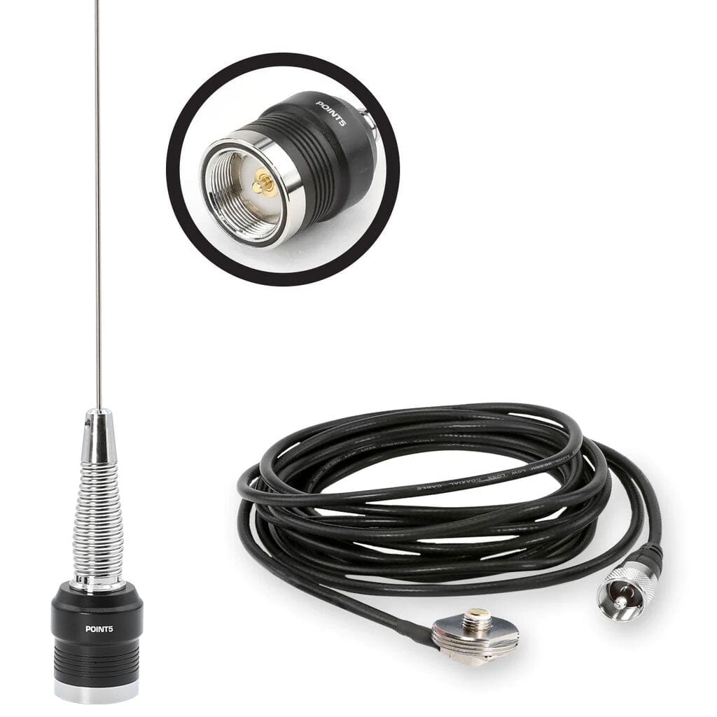 Photo of GMRS / UHF No Ground Plane (NGP) Whip Antenna Kit & NMO Mount by Rugged Radios - Premium for UTVs / Side by Sides