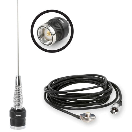 Photo of GMRS / UHF No Ground Plane (NGP) Whip Antenna Kit & NMO Mount by Rugged Radios - Premium for UTVs / Side by Sides